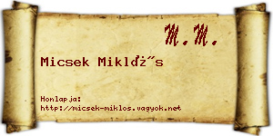 Micsek Miklós névjegykártya